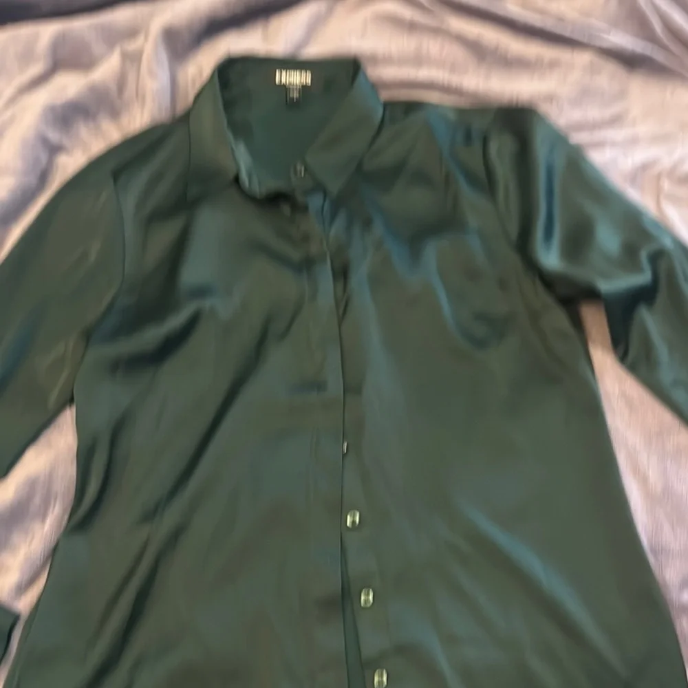 Express Green Blouse with Long Sleeves and Smooth Fabric - Picture 2 of 2